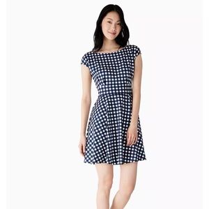 NWT KATE SPADE GINGHAM FIORELLA 
PONTE DRESS IN BLAZER BLUE WOMENS SMALL